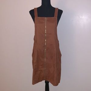 O-ring zip up corduroy over all dress.